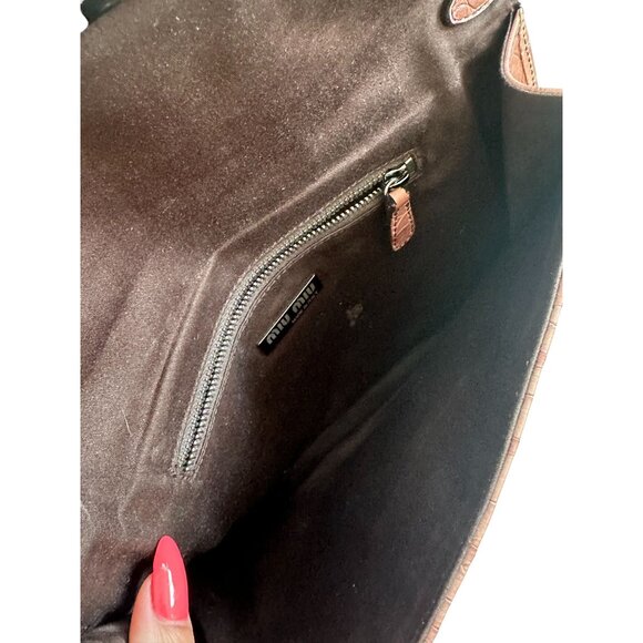 MIU MIU Mauve Crocodile Embossed Leather Clutch Crossbody Bag - Picture 7 of 13